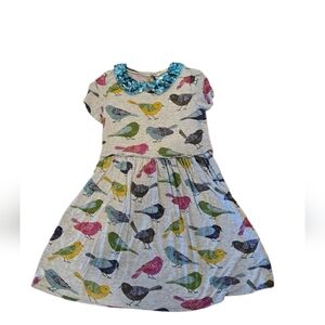 Mini Boden Sequin Collar Bird Dress Sz 7/8